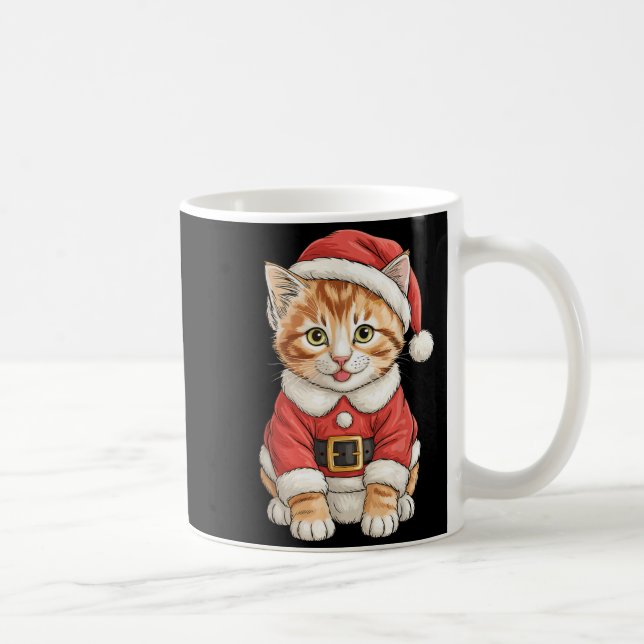 Cute Christmas Tabby Cat Santa  Coffee Mug (Right)