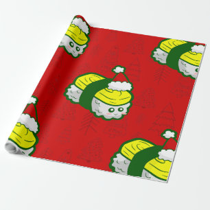 cute christmas tamago sushi santa  wrapping paper