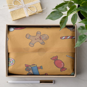 Cute Christmas Teddy Bear and Toy Train Tissue Paper