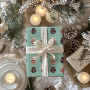 Cute Christmas Teddy Bear Custom Photo Wrapping Paper