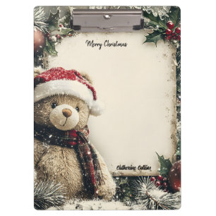 Cute Christmas Teddy Bear Illustration Design  Clipboard