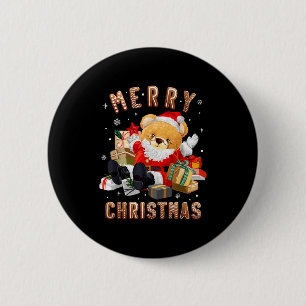 Cute Christmas Teddy Bear Santa Claus 6 Cm Round Badge