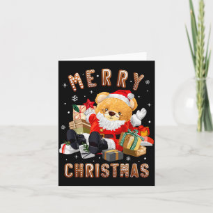 Cute Christmas Teddy Bear Santa Claus  Card