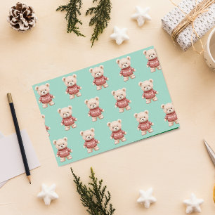 Cute Christmas Teddy Bear Tissue Paper