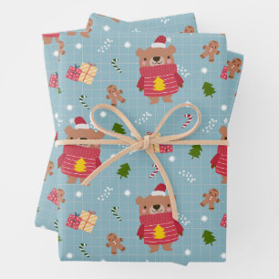 Cute Christmas teddy bear  Wrapping Paper Sheet