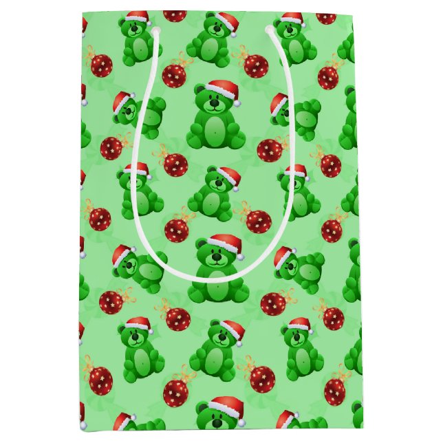 Cute Christmas Teddy Bears  Medium Gift Bag (Front)