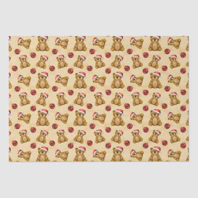 Cute Christmas Teddy Bears  Tissue Paper (Front)