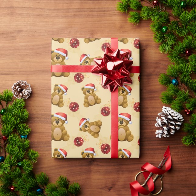 Cute Christmas Teddy Bears  Wrapping Paper (Holiday Gift)