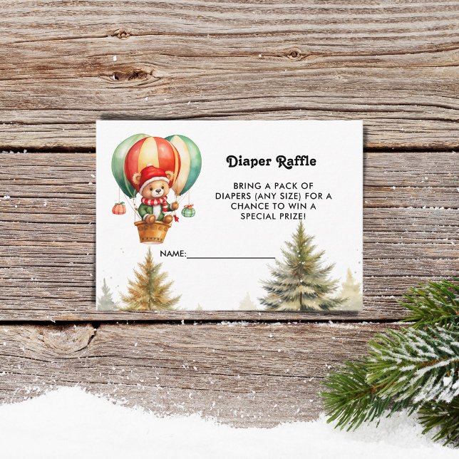 Cute Christmas Tedy Bear Winter Woodland Diaper  Enclosure Card (Creator Uploaded)