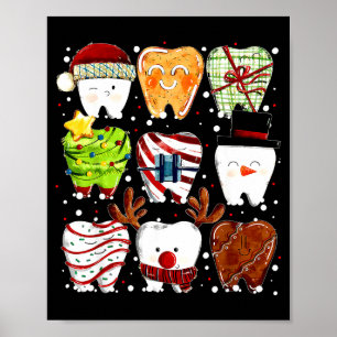 Cute Christmas Teeth Funny Christmas Dentist Denta Poster