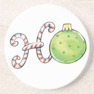 Cute Christmas Text, Ho in Candy Canes Ornaments Coaster