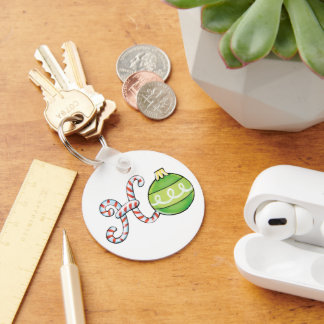 Cute Christmas Text, Ho in Candy Canes Ornaments Key Ring