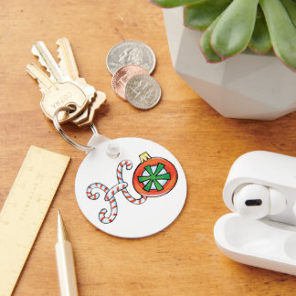 Cute Christmas Text, Ho in Candy Canes Ornaments Key Ring