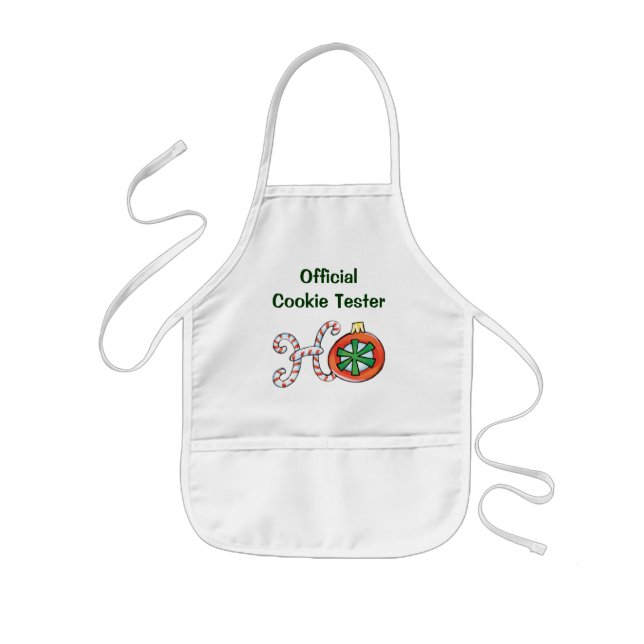 Cute Christmas Text, Ho in Candy Canes Ornaments Kids Apron (Front)
