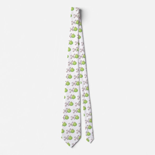 Cute Christmas Text, Ho in Candy Canes Ornaments Tie (Front)