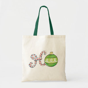 Cute Christmas Text, Ho in Candy Canes Ornaments Tote Bag