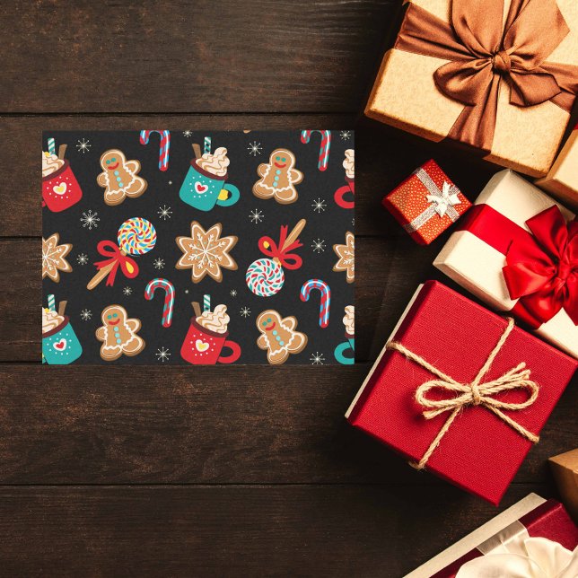 Cute Christmas Theme Pattern Black Tissue Paper (Creator Uploaded)