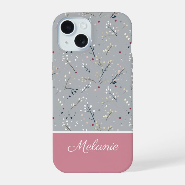 Cute Christmas Themed Pattern iPhone 15 Case (Back)