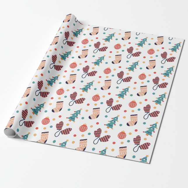 Cute Christmas Themed  Wrapping Paper (Unrolled)