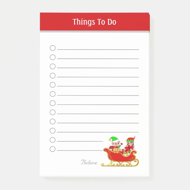 Cute Christmas Things To Do Post-it Notes (Front)