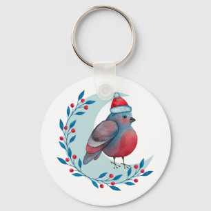 Cute christmas throw pillow with a watercolor illu key ring