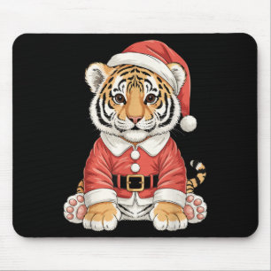 Cute Christmas Tiger Santa Safari Animal  Mouse Mat