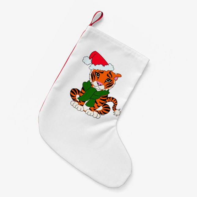Cute Christmas Tiger Stocking (Front (Hanging))