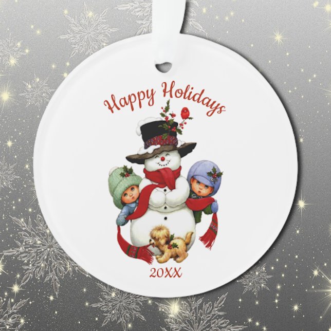 Cute Christmas Tots with Snowman Acrylic Ornament (Creator Uploaded)