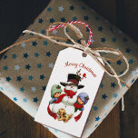 Cute Christmas Tots with Snowman Gift Tag<br><div class="desc">Personalise this gift tag for holiday gifts and goodies with your own text captions on front and back. Two paper styles to choose from. Darling nostalgic image of two cute tots with a snowman and a puppy. See gift bags and many other items in this same design collection</div>