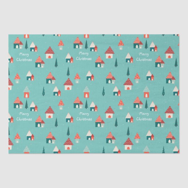 Cute Christmas Town Tissue Paper (Front)