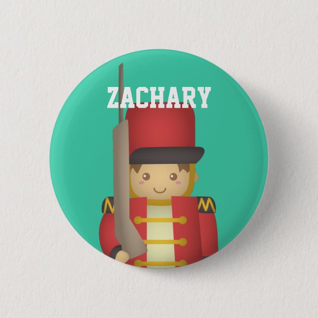 Cute Christmas Toy Soldier Boy in Red 6 Cm Round Badge (Front)