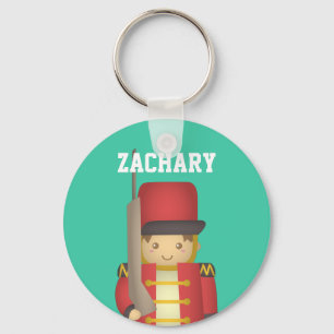 Cute Christmas Toy Soldier Boy in Red Key Ring