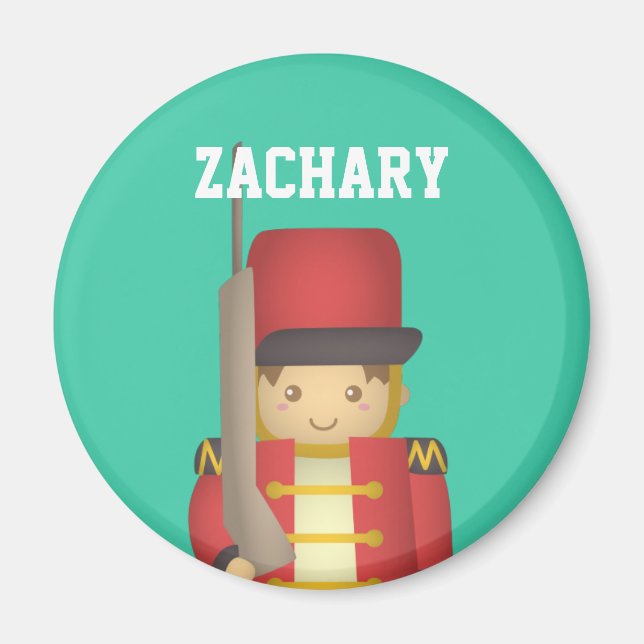 Cute Christmas Toy Soldier Boy in Red Magnet (Front)