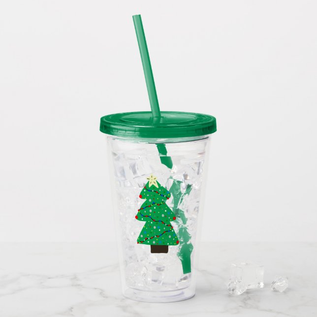Cute Christmas Tree Acrylic Tumbler (Front Ice)