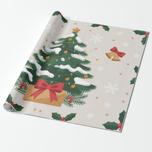 Cute Christmas Tree and Bells Wrapping Paper
