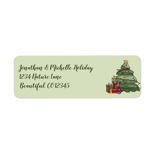 Cute Christmas Tree and Presents Holiday Address (Front)
