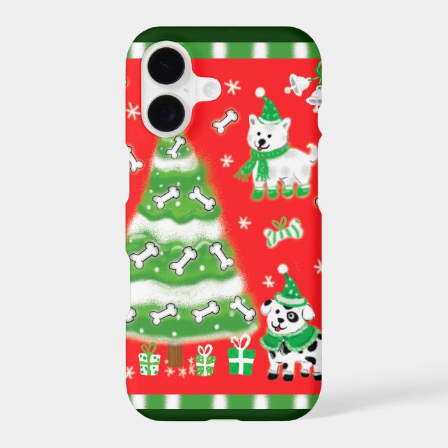 Cute Christmas Tree and Puppy Dogs with Bones (Back)