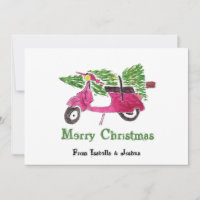 Cute Christmas Tree and Red Scooter
