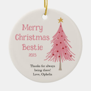 Cute Christmas Tree Blush Pink Ceramic Tree Decoration