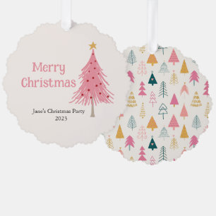Cute Christmas Tree Blush Pink Party Decoration Card
