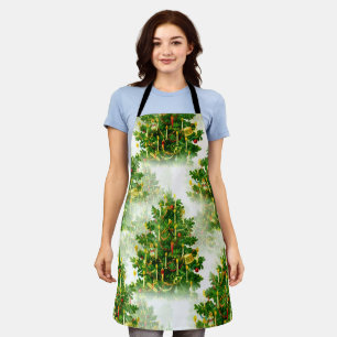 Cute Christmas Tree Candle  lights Apron