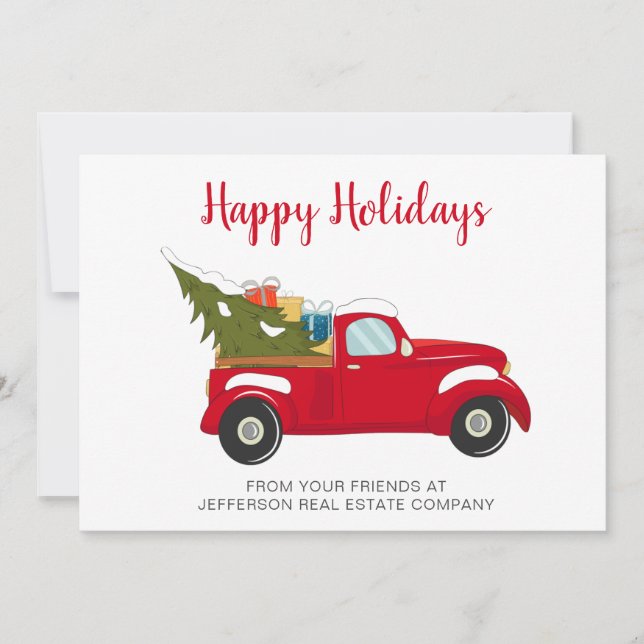Cute Christmas Tree Car Corporate Business Holiday Card (Front)