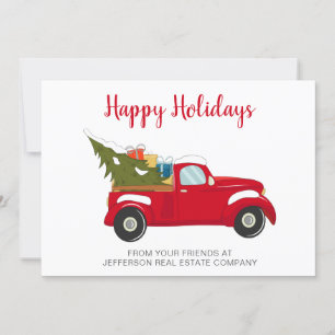 Cute Christmas Tree Car Corporate Business Holiday Card