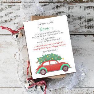Cute Christmas Tree Car We've Moved Holiday Cards