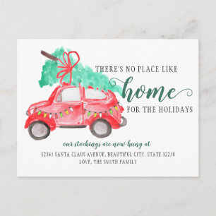 Cute Christmas Tree Car We've Moved Holiday Moving Announcement Postcard