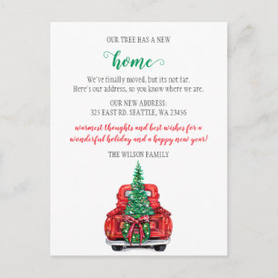 Cute Christmas Tree Car We've Moved Holiday Moving Postcard