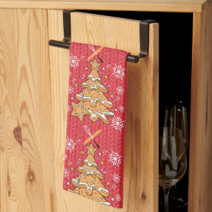 Cute Christmas Tree Cookie Baking Crew Snowflakes Tea Towel