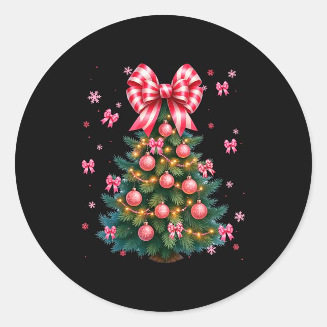 Cute Christmas Tree Coquette Nk Tree Light Xmas Wo Classic Round Sticker (Front)