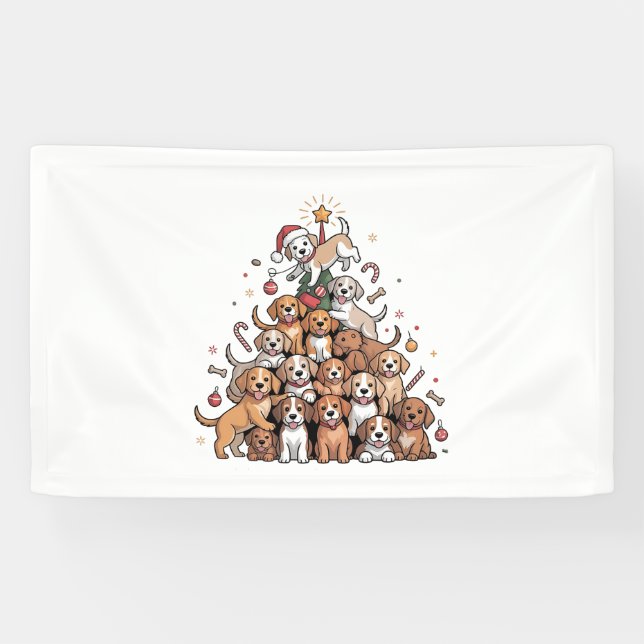 Cute Christmas Tree Dog Xmas Tree Puppy   Banner (Horizontal)
