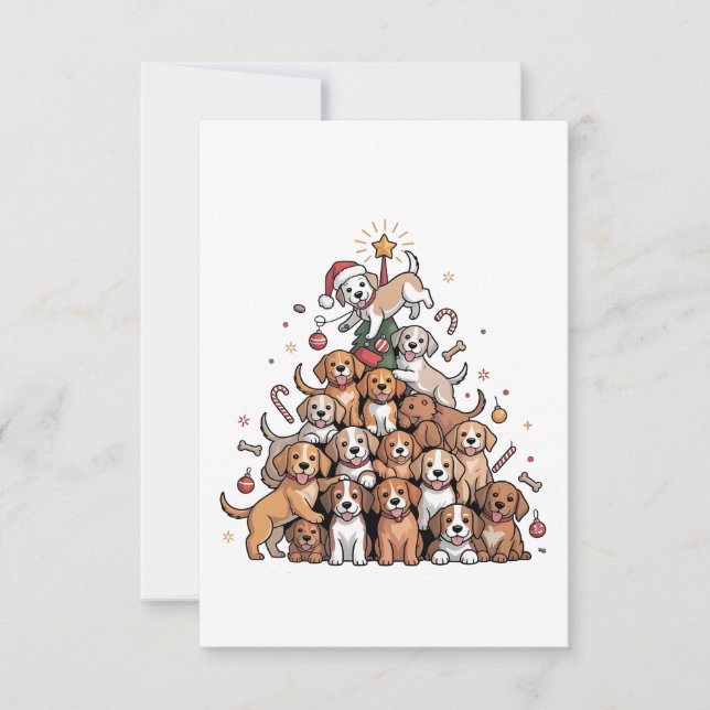 Cute Christmas Tree Dog Xmas Tree Puppy   Card (Front)